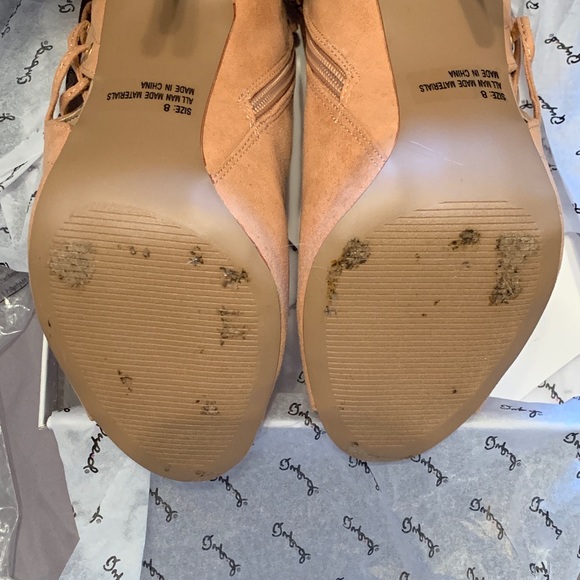 1 LEFT!! Blush Open Toe Lace Up Bootie Heels - Picture 8 of 8